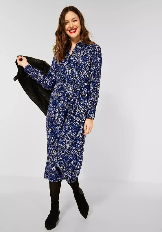 Street One Petal Print Midi Shirt Dress, Navy Multi Pleated Midi Skirt