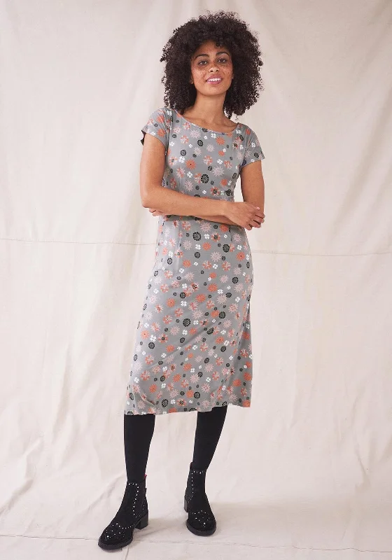 White Stuff Printed A-line Midi Dress, Grey Multi Ruffled Midi Skirt