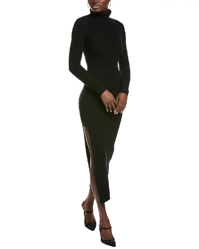 27 Miles Malibu womens  Turtleneck Wool & Cashmere-Blend Sweaterdress, m, Black Chic Knit Dress