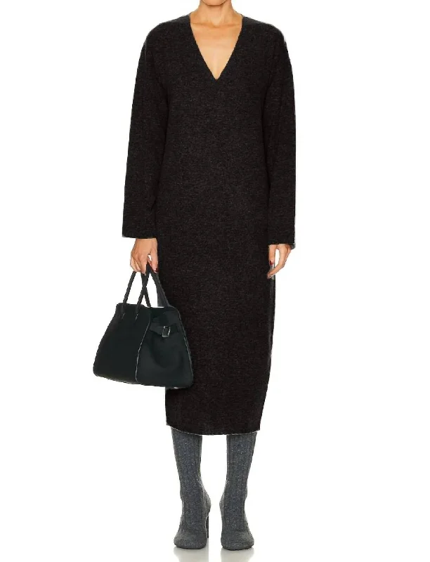 Cocoon Sweater Dress In Black Soft Wool Sweater