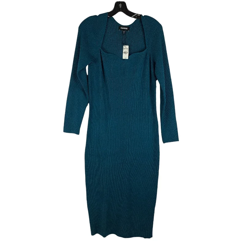 Dress Sweater By Express In Blue, Size: Xl Cozy Knit Dress