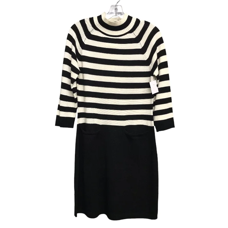 Dress Sweater By Calvin Klein In Black & White, Size:M Sweater Dress Trendy