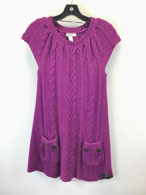 Dress Sweater By Style And Company In Purple, Size: M Fitted Knit Sweater