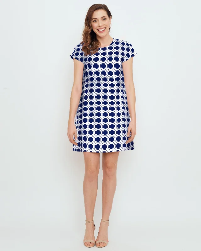 Ibiza T-Shirt Dress in Navy Nautical Knots Classic Shirt Dress