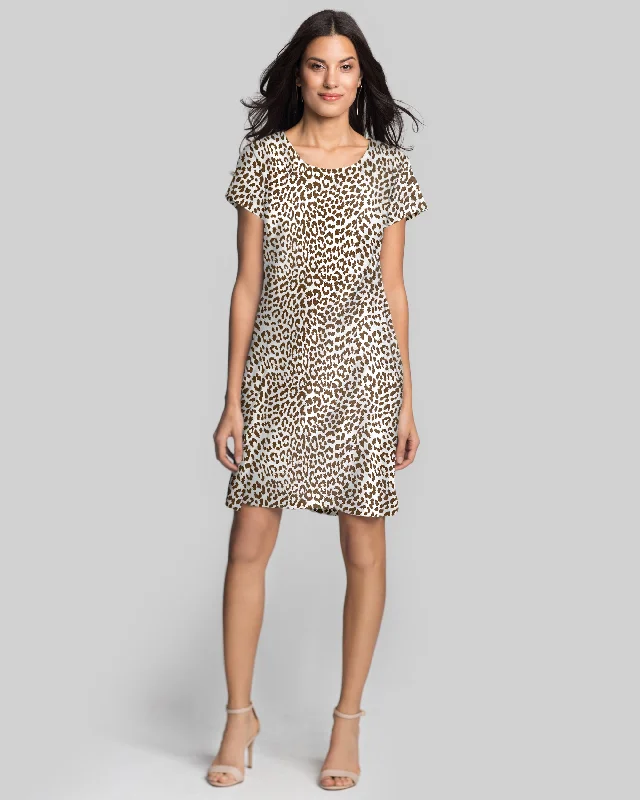 Ibiza T-Shirt Dress in Snow Leopard Casual Button Shirt