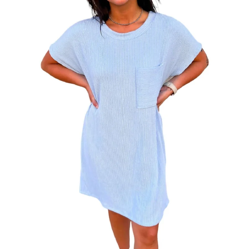 Maggie Tee Shirt Dress In Blue Short Shirt Dress