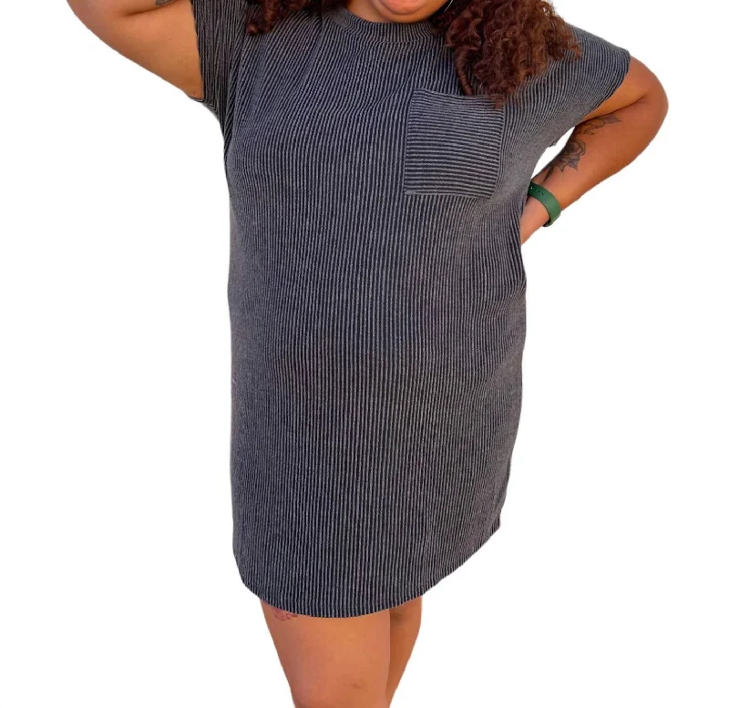 Maggie Tee Shirt Dress Plus In Charcoal White Shirt Dress