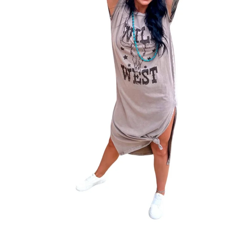 Noah Wild West Rocker T-Shirt Dress In Grey A-line Shirt Dress