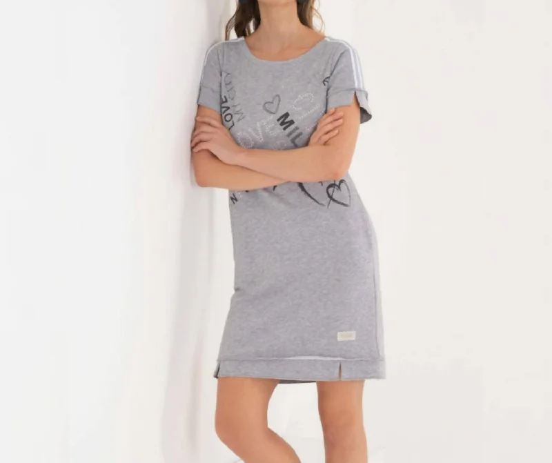 Paris Sweatshirt Dress In Grey Vintage Shirt Dress