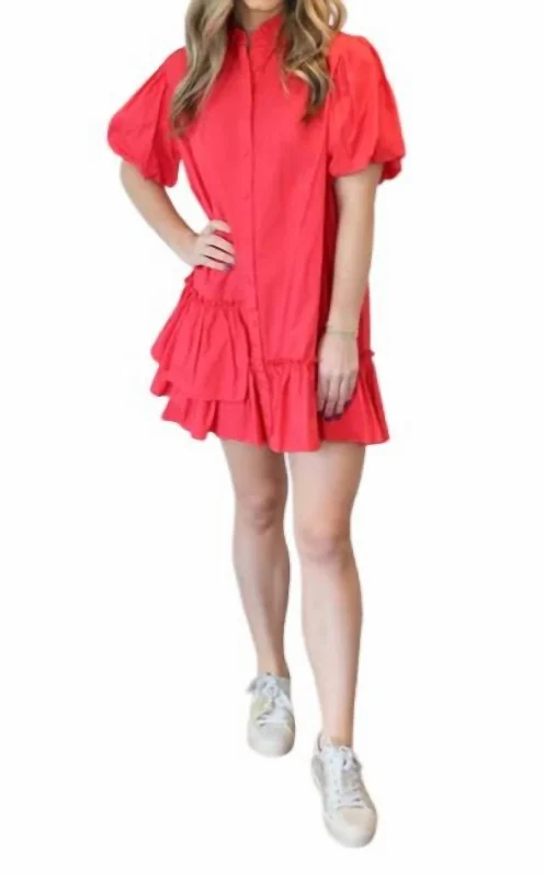 Scarlet Poplin Shirt Dress In Red Shirt Dress Trend