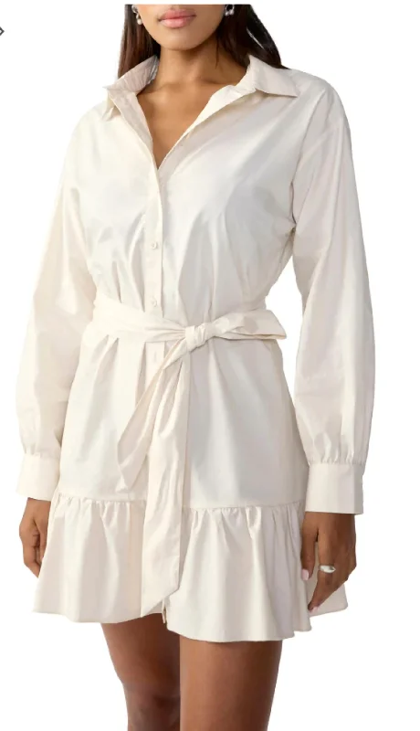 Tiered Shirt Dress In Toasted Marshmallow Elegant Shirt Gown