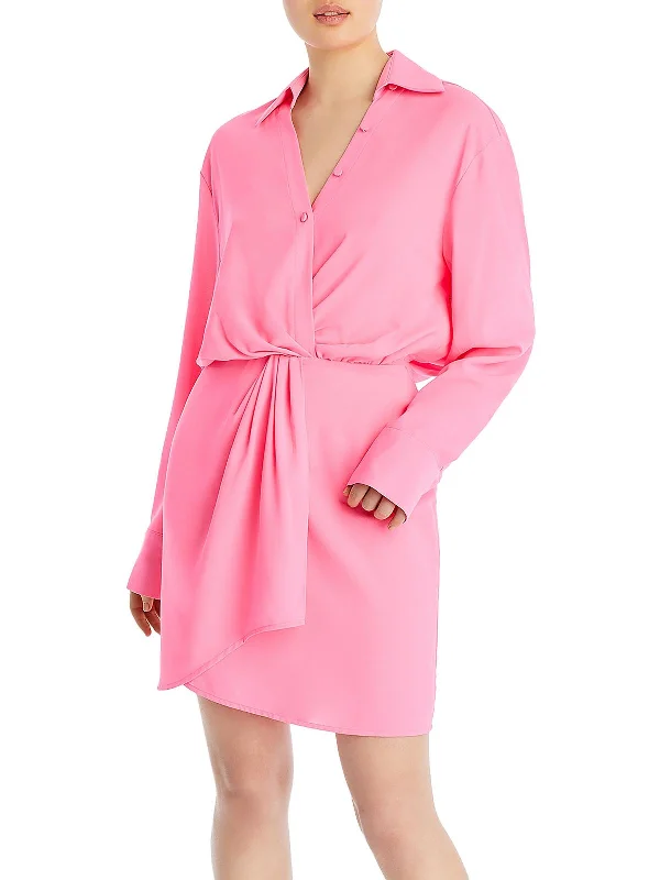 Womens Office Above-Knee Shirtdress Fashionable Shirt Dress