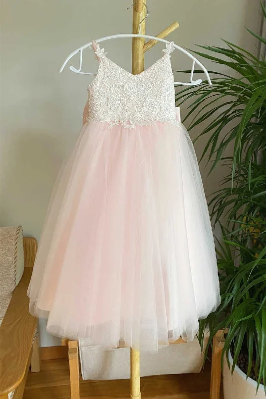 Adorable Pink Lace Tulle Flower Girl Dress Classic Tulle Dress