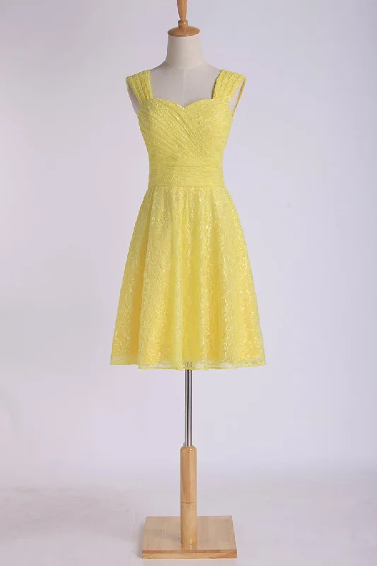 Yellow Lace Short Tulle Bridesmaid Dress Vintage Tulle Dress